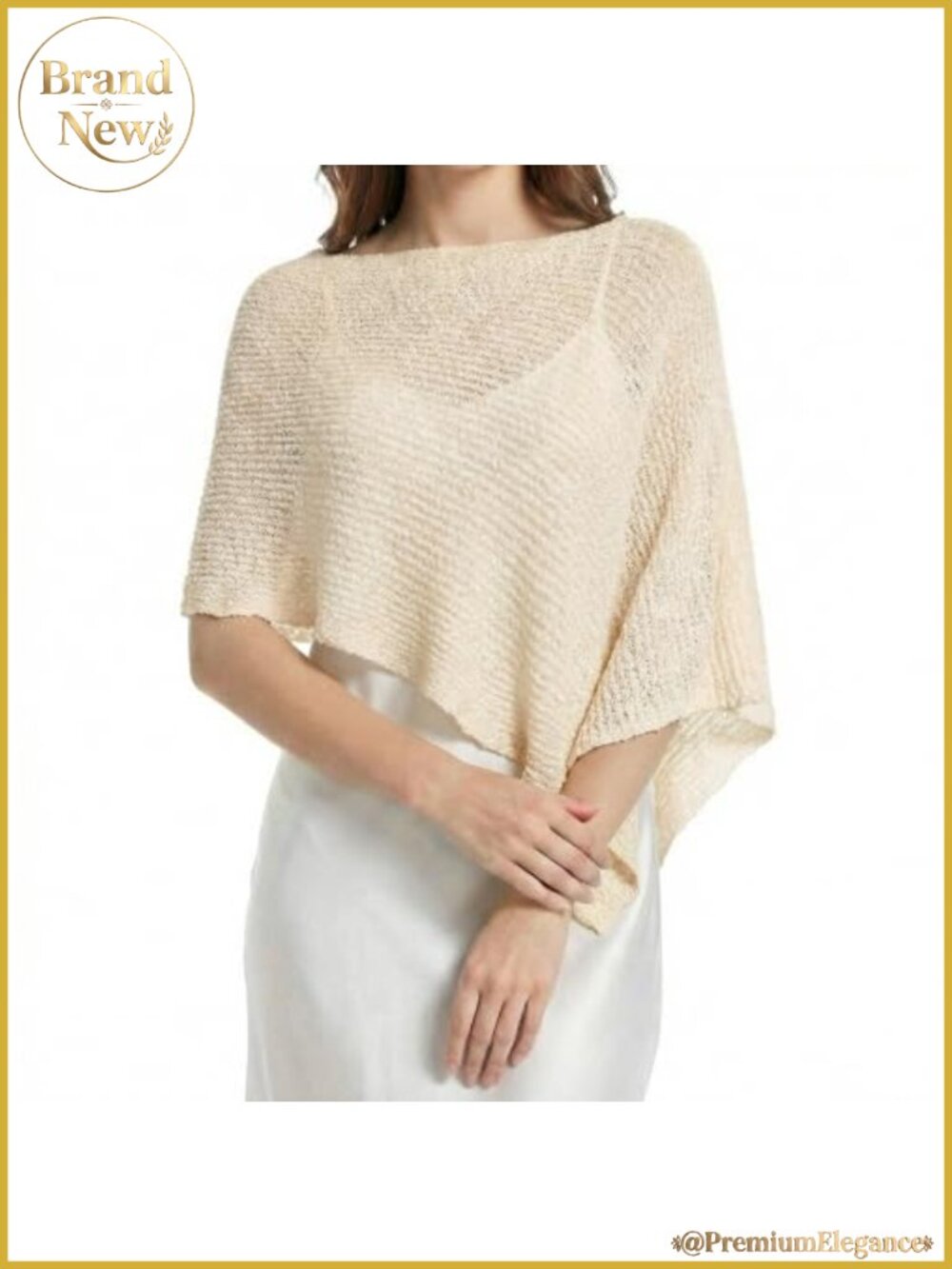Women's Sheer Poncho Asymmetrical Pullover Wrap Popcorn Knit